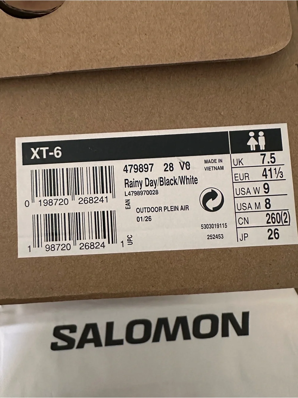 Salomon XT-6 — Rainy Day/Black/White
